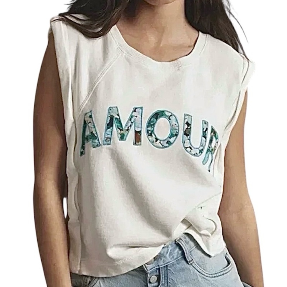 ANTHROPOLOGIE “Amour” cropped sweatshirt tank